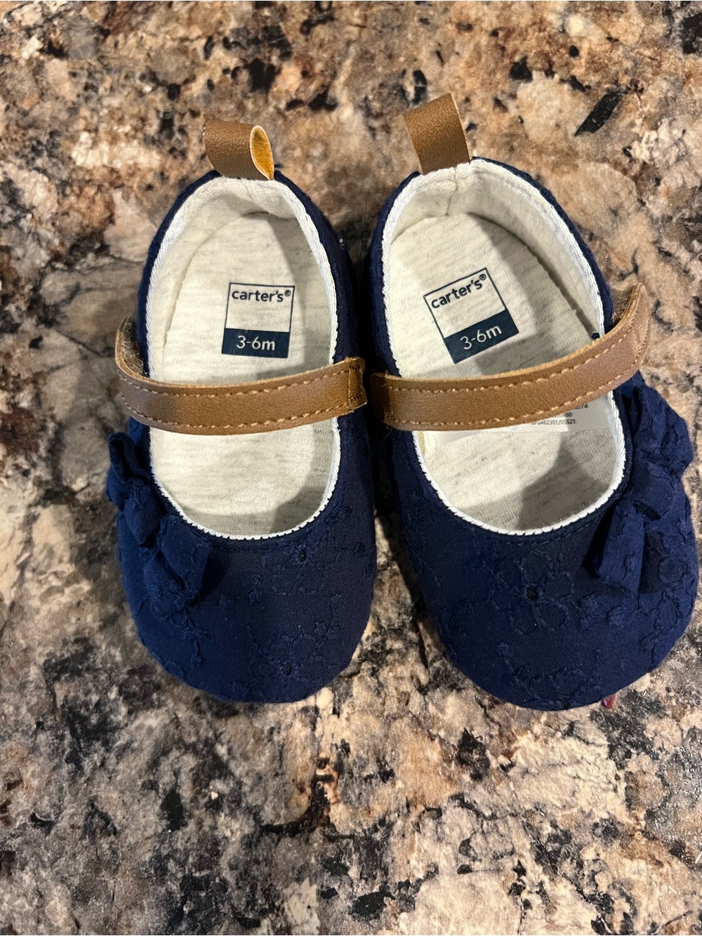 Carter's Navy and Brown Baby Mary Jane Shoes